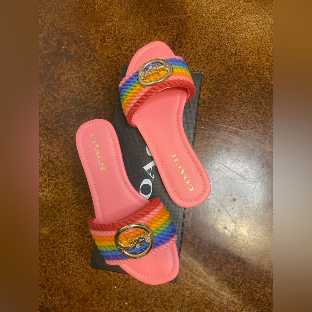 Coach multicolor rope sandals